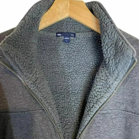 Gap L gray full zip fleece lined jacket - Picture 4 of 7